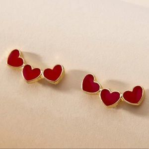 NEW Super Cute Red Heart Shaped Stud Earrings
